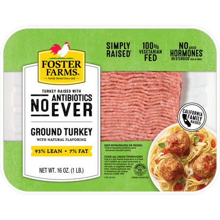 Foster Farms ABF Ground Turkey, 93/7, 1 lb