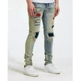 thumbnail image 2 of Crysp Denim Men's Rip & Repair Patchwork Distressed Skinny Fit Denim Jeans (30, Blue Stonewashed), 2 of 5