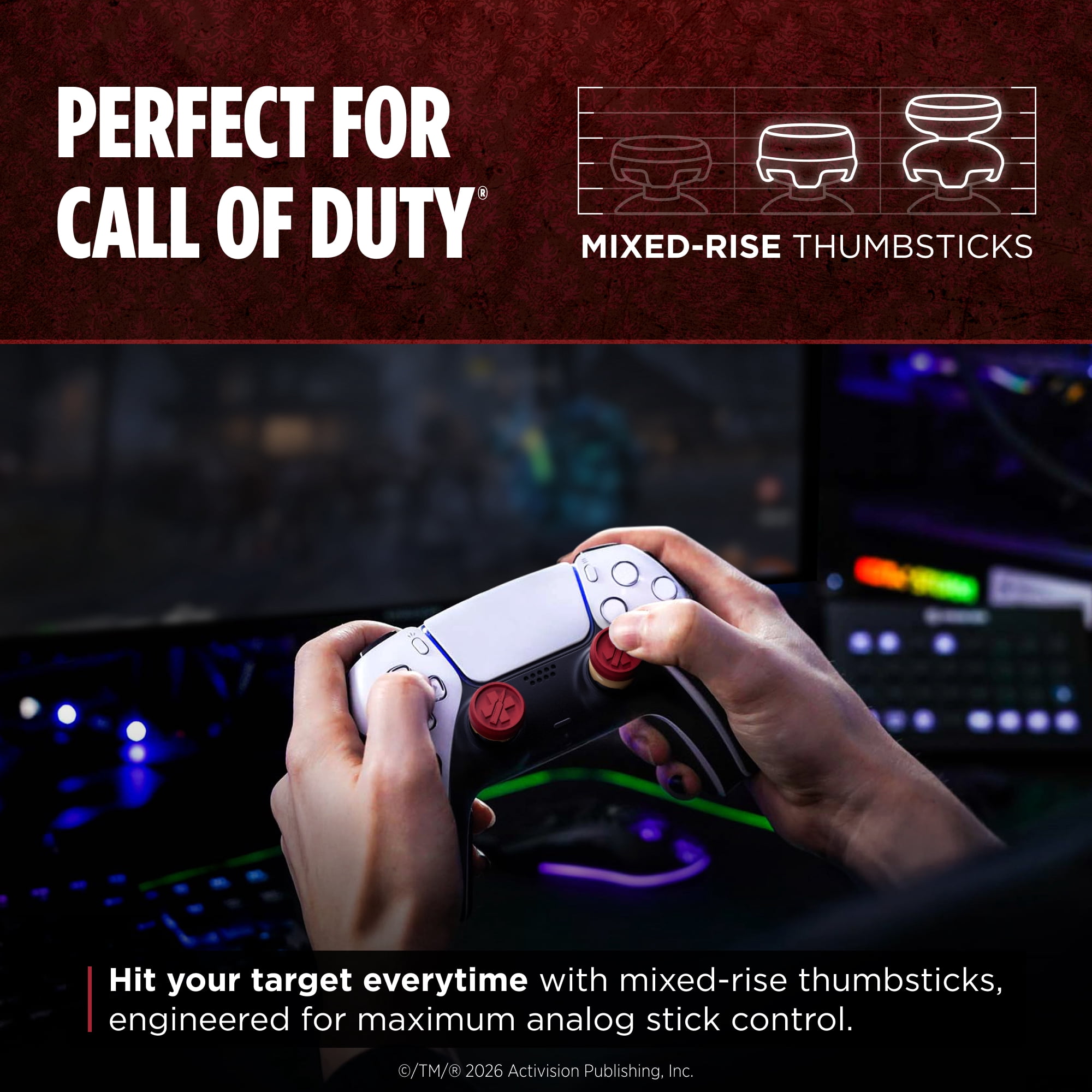 KontrolFreek Jugger-Nog Performance Thumbsticks - Collector's Edition - PlayStation 4 (PS4), PlayStation 5 (PS5) Controller - Red and Cream