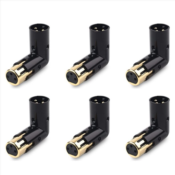 6 Adaptador de Ángulo XLR de 3 Pines Ajustable Macho A Hembra Adaptador XLR de Ángulo Recto Adaptador XLR de 90 Grados