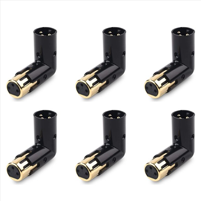 6 Adaptador de Ángulo XLR de 3 Pines Ajustable Macho A Hembra Adaptador XLR de Ángulo Recto Adaptador XLR de 90 Grados