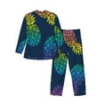 thumbnail image 2 of Kll Retro Bright Pineapple Sleepwear Mens Flannel Pajamas,Long Cotton Pj Set, 2 of 9