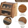 thumbnail image 2 of Bread Box, Double Layer Acacia Wooden Bread Bin with Clear Acrylic Door Panel, Air Vents, Countertop Bread Container, Rustic Brown Bread Holder for Home Made Bread, Bagels, 2 of 7