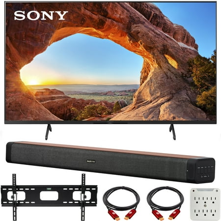 Sony KD65X85J 65-inch X85J 4K Ultra HD LED Smart TV (2021 Model) Bundle with Deco Home 60W 2.0 Channel Soundbar, 37"-100" TV Wall Mount Bracket Bundle and 6-Outlet Surge Adapter
