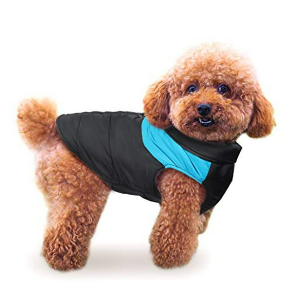 IREENUO Pet Dog Clothes Waterproof Warm Jacket with D-Ring Warm Padded Coat Chest Protector Winter Harness Vest Jacket Puppy Clothes Vest ski Suit for Small Medium Dogs (M, Blue)
