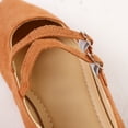 thumbnail image 6 of Rokment Womens Ballet Flat Dressy Shoes Fashion Casual Double Buckles Suede Pointed Toe Mary Jane Walking Dress Loafers for Bride Wedding Orange Size 9.5, 6 of 9