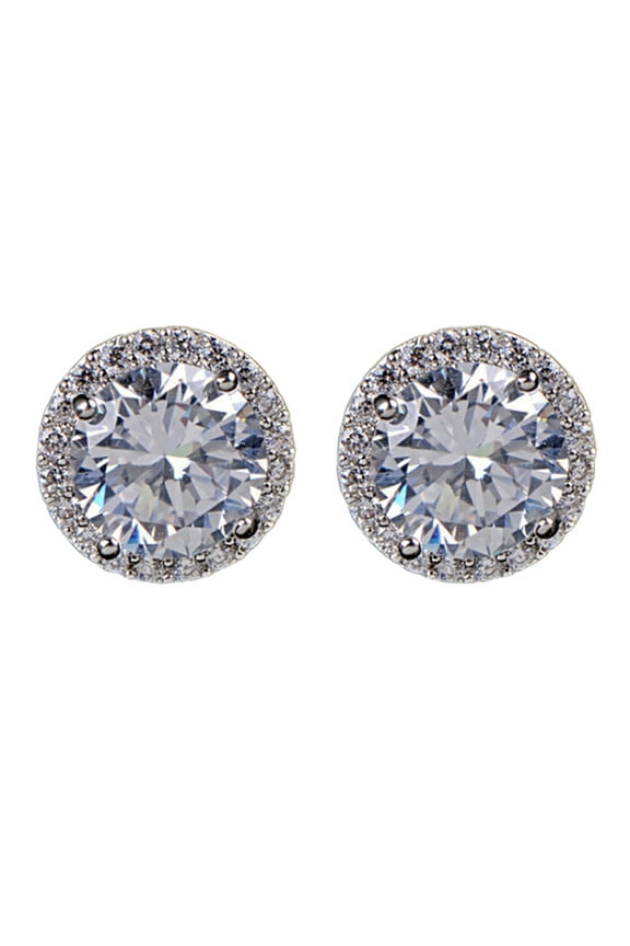 Ear Studs Zircon Inlaid Versatile Silver Tone Eardrop for Wedding