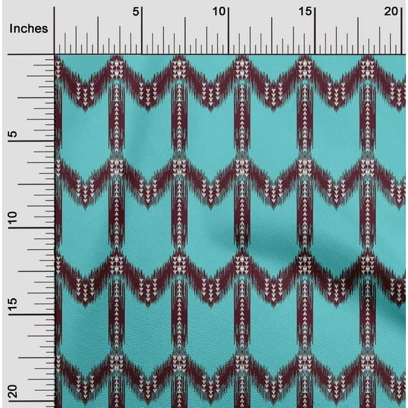 oneOone Cotton Cambric Fabric Chevron Ikat Print Fabric By Yard 56 Inch Wide