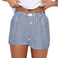 thumbnail image 3 of Womens Boxer Shorts Casual Summer Pajama Lounge Sleep Pj Gingham Plaid Shorts Y2K Beach Bottoms Dark Blue 2XL, 3 of 4