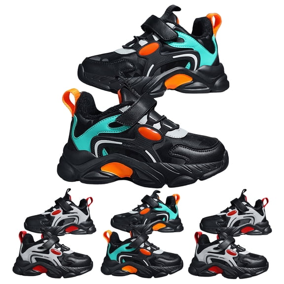 Dakaela Kids Shoes Boys Girls Platform Sneakers Athletic Running Walking Shoes Toddler Fleece Lined Winter Outdoor Shoes Orange 10.5