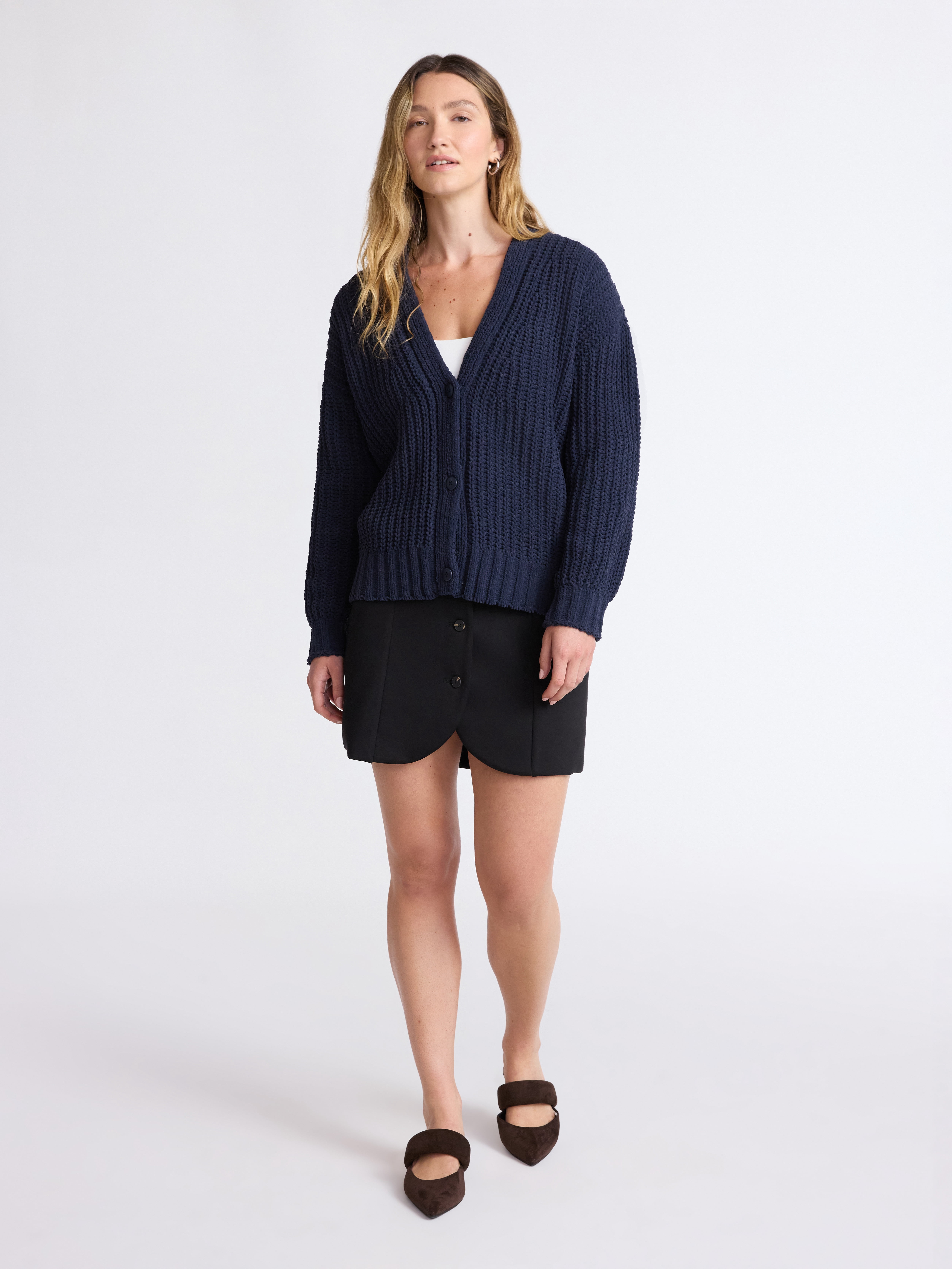 Scoop Women's Oversized Ribbed Cardigan Sweater, Midweight, Sizes XS-XXL