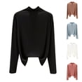 thumbnail image 3 of Oksale Tshirts for Women Cozy Loose Long Sleeve Shirts Fall Casual Mock Neck Basic Tees Lighweight Soft Undershirts Pink XL, 3 of 4