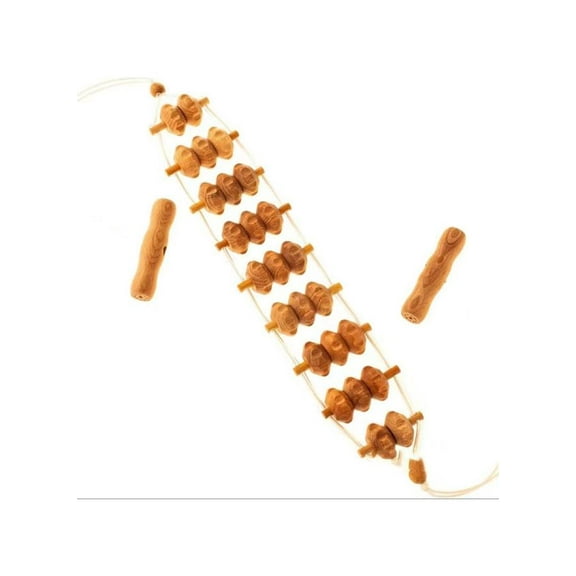 Anti Cellulite Massage Roller Tool，Wooden Sturdy Lymphatic Drainage Roller & Back Massager with Ropes, Maderotherapy, Body Sculpting- Recommended by Professionals
