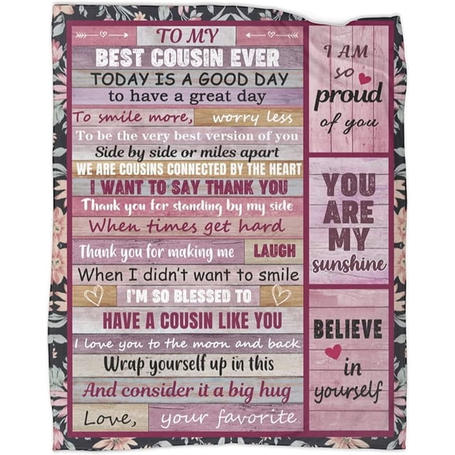 LHSHID to My Cousin Throw Blanket Cousin Gifts for Women Valentine''s Day Birthday Gifts Blankets for Cousin Soft Warm for Fall Winter Spring 60x80in