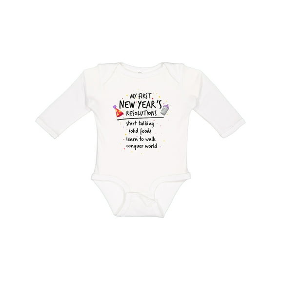 Inktastic My First New Year's Resolutions Boys or Girls Long Sleeve Baby Bodysuit