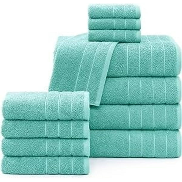 Casa Platino Juego de Toallas de Baño de 12 Piezas - Incluye 4 Toallas de Baño Grandes, 4 Toallas de Mano y 4 Paños - Toallas de Baño de Algodón Suave y Absorbente - Cielo Aguamarina