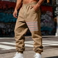 thumbnail image 2 of FRSASU Mens Fleece Lined Sweatpants Warm Winter Athletic Jogger Pants with Pockets Drawstring Outdoor Striped Vintage Tapered Trousers Khaki, 2 of 9