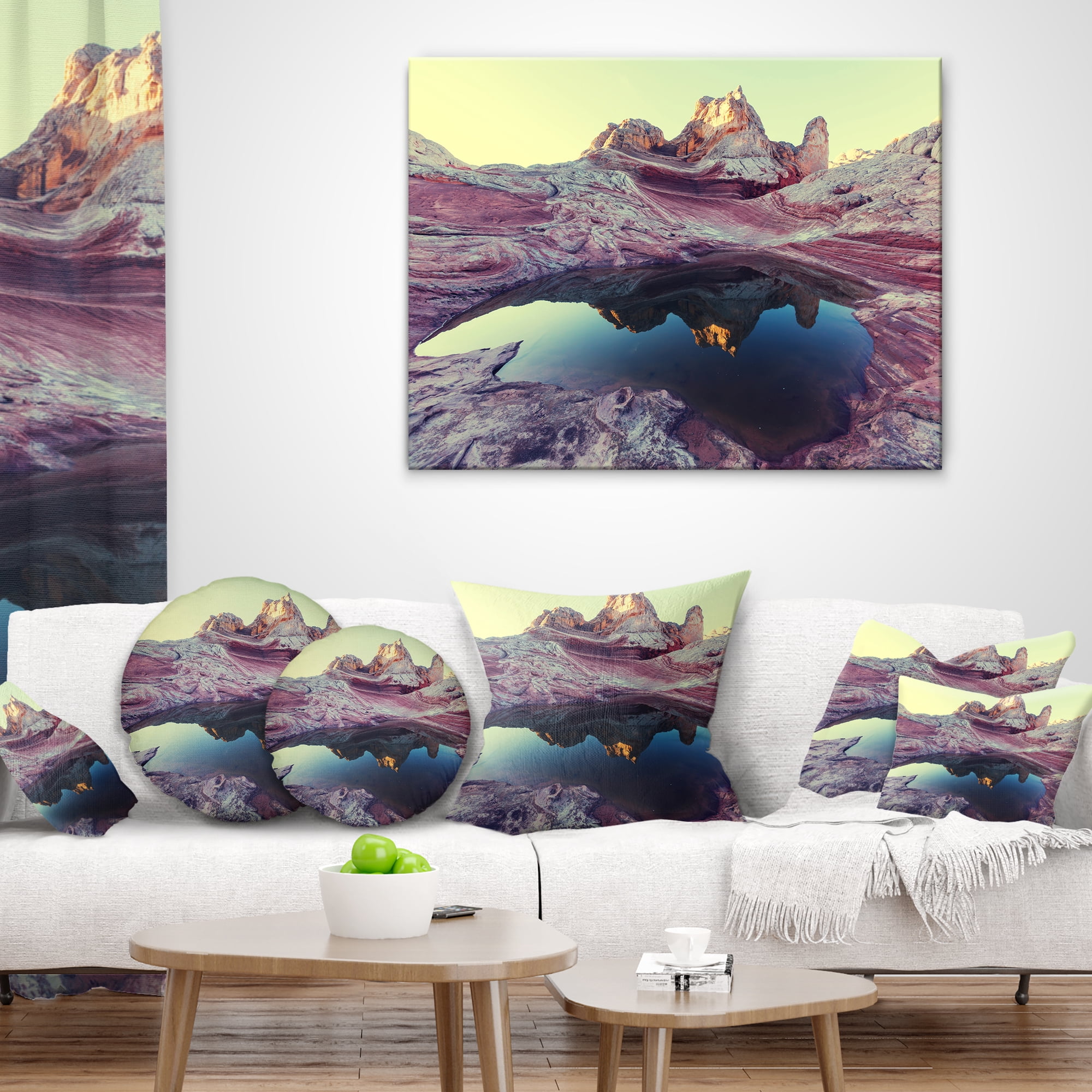 Designart Purple Tinged Vermilion Cliffs - Landscape Printed Throw Pillow - 12x20