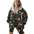 thumbnail image 4 of COEQINE Women's Full Zip Up Hoodie Fall Oversized Sweatshirts Long Sleeve Y2K Casual Outfits Christmas Santa Claus Tree Cookie Black Pattern Fashion Pockets Jacket, L, 4 of 7