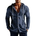 thumbnail image 2 of WTOBBYMen's Linen Hooded Drawstring Cover Up Shirt, UPF Sun Protection Long Sleeve for Beach Fishing Sports & Casual Outdoor Activities with Loose Fit Design,Navy 2XL, 2 of 5