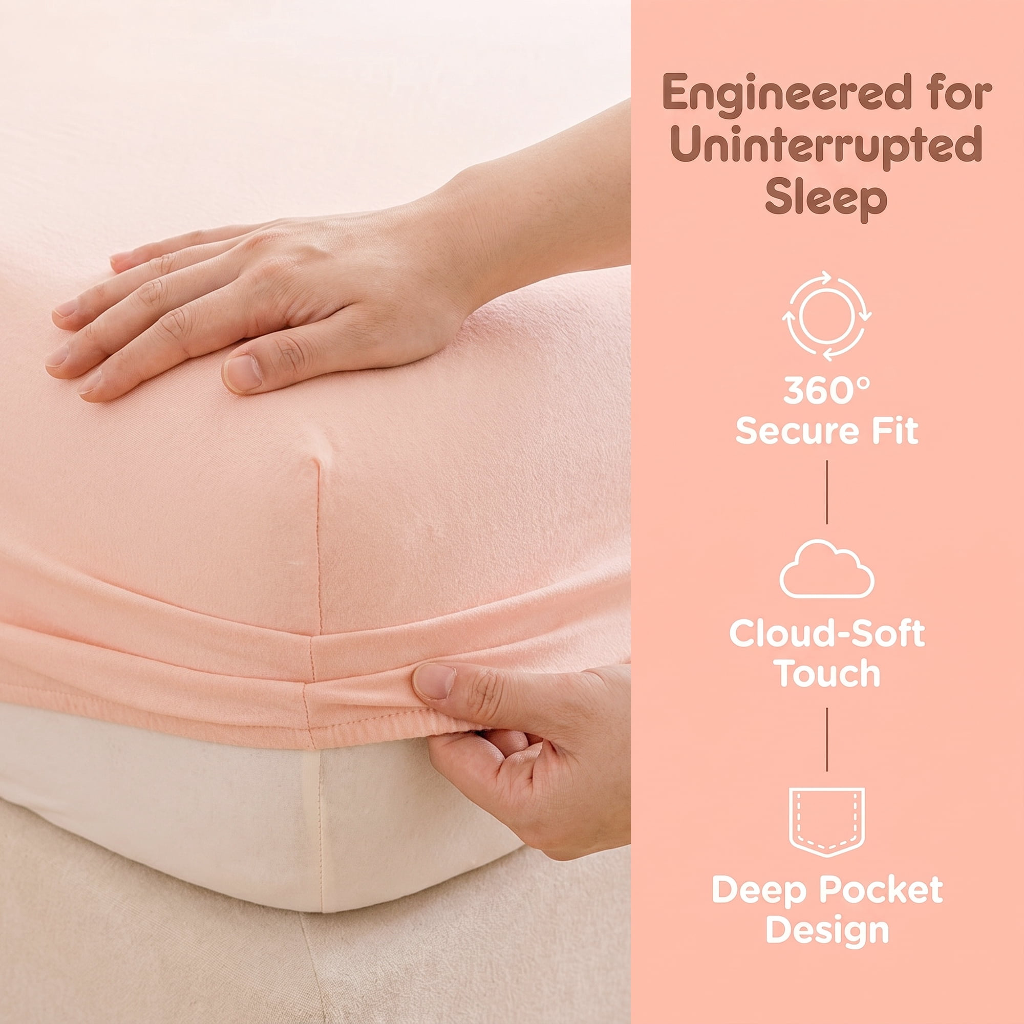 Unique Bargains Fitted Cotton Bed Sheets Breathable for All Seasons 39.0"x74.8" Pink