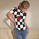 thumbnail image 3 of Fotbe Ladybugs Of Black And White Checkers Body de Mujer con Cuello Redondo y Mangas Cortas, Sin Mangas Ajustado, Suave, Cómodo y Básico-X-Large, 3 of 7