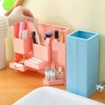 thumbnail image 3 of Lindo organizador de lápices plegable para guardar maquillaje, accesorios de escritorio, útiles escolares. Rosa, 3 of 9