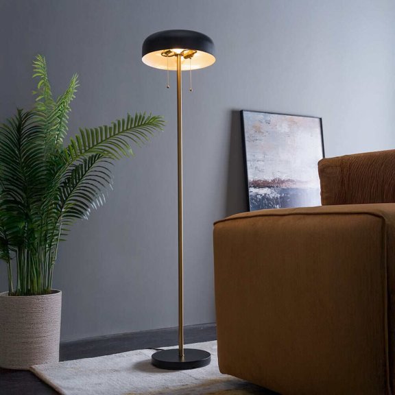 LED Lamp, Modern Floor Lamp for Living Room Vesper Floor lamp with Black outer and White inner 110-120V Tall Corner Lamp for Bedroom & Office Lighting, Black Table Lamp,Metal Desk Lamp