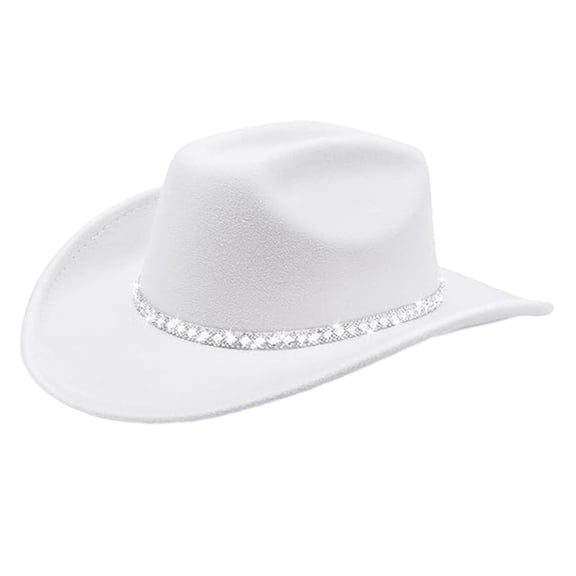 Breathable Rhinestones Accented Western Hat Unisex Design For Festivals And Casual