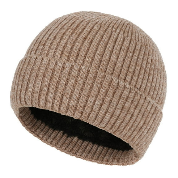 Mens Womens Beanies Hats Winter Yarmulke Slouch Skull Cap Sherpa Fleece Lined Boys Girls Stretchy Solid Warm Knitted Hat for Ski Snow