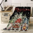 thumbnail image 2 of Merry Christmas Throw Flannel Blanket 32x48In Retro Red Blue Yellow Gnome Tree Snow Super Soft Cozy Bed Blanket, Lightweight Plush Fuzzy Bed Throw for Bedroom Sofa Couch Living Room, 2 of 4