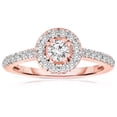 thumbnail image 1 of 1.75 ct Round cut Moissanite Engagement Ring in halo and 10k rose gold, 1 of 2