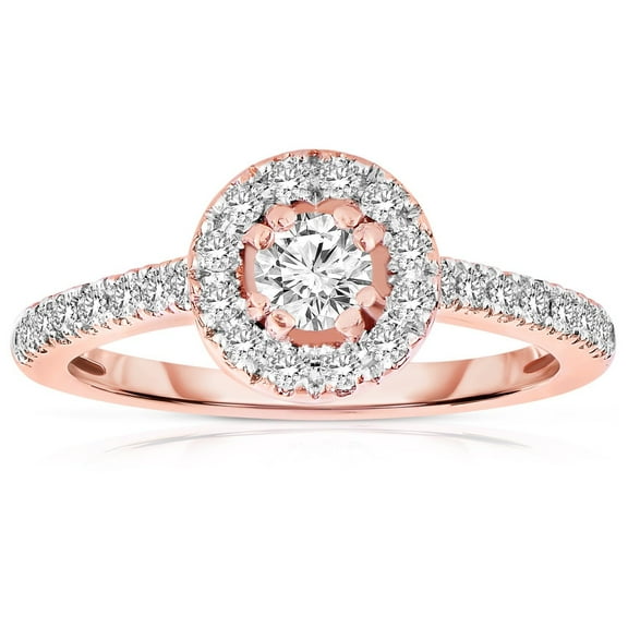 1.50 Ct Round Cut Moissanite Engagement Ring In Halo And With 18K Rose Gold Plating, Promise Ring, Anniversary Ring