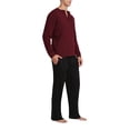 thumbnail image 2 of Mr. Sleep Adult Men's Soft Knit Cotton Pajama Pant and Long Sleeve Henley Button Down PJ Shirt Set - Burgundy with Black - S, 2 of 4