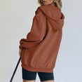 thumbnail image 3 of 2025 Plus Size Coat,Women's Fall Jacket Oversized Pocket Sweatshirt Casual Drawstring Clothing Zipper Track Jacket Solid Color Long Sleeve Hooded Top, 3 of 7