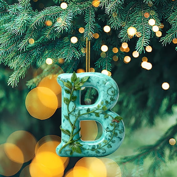 Doghiosgha Letter Christmas Hanging Ornament, Acrylic 2D Personalized Holiday Pendant for Xmas Tree Decor, 3.1 Inch, B