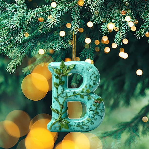 Adornos navideños con trampa de luz acrílica, serie Alfabeto 26, mochila acrílica 2D, colgante para coche, adorno decorativo, decoración de jardín, decoración navideña y de Halloween.