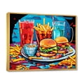 thumbnail image 2 of Designart "Fast Food Feast Pop Art Hamburger Meal II" Food & Beverage Floater Framed Canvas Print, 2 of 7