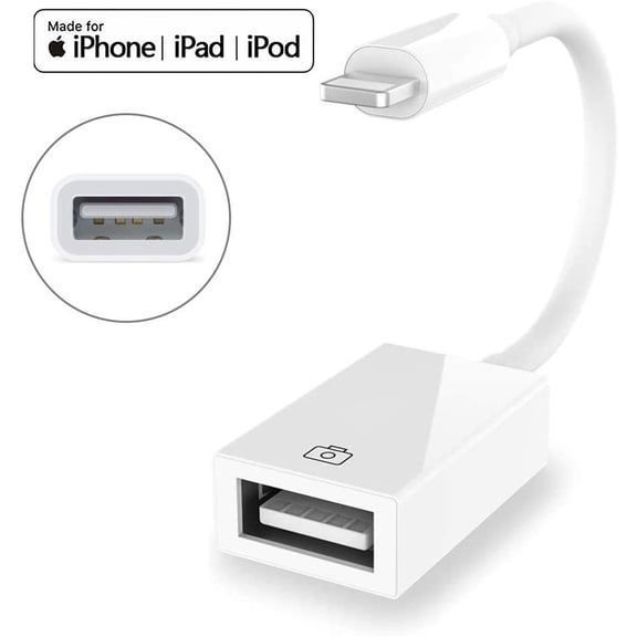 OTG USB Adapter, Male to Female USB OTG Extension Cable Compatible iOS 9.2 to 14, Support USB Flash Drive Mouse MIDI Keyboard Electric Piano Drum Microphone Audio Interface Camera