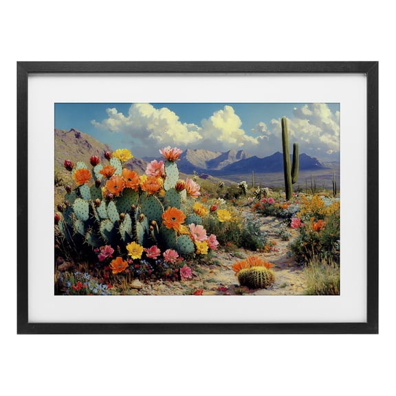 Stupell Industries Bohemian Vibrant Cacti in Desert Black Framed Print Under Glass, 20 x 14, by Franklyn Gregory