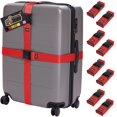 thumbnail image 1 of Gorilla Grip Heavy Duty 8 Pack Adjustable Luggage Straps for Suitcases, Easy to Identify Travel Belt Connector Holds Suitcase Together, Extends Life of Bag, Strap Connects Two Bags, Accessories Red, 1 of 9