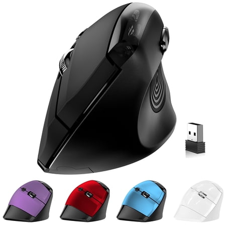 memzuoix Ergonomic Mouse Wireless,2.4G Optical Cordless Mice with 800/1200/1600 DPI,USB, Vertical Computer Wireless Mouse for Laptop, Mac,PC,Desktop (for Right Hand, Large),Black Mouse