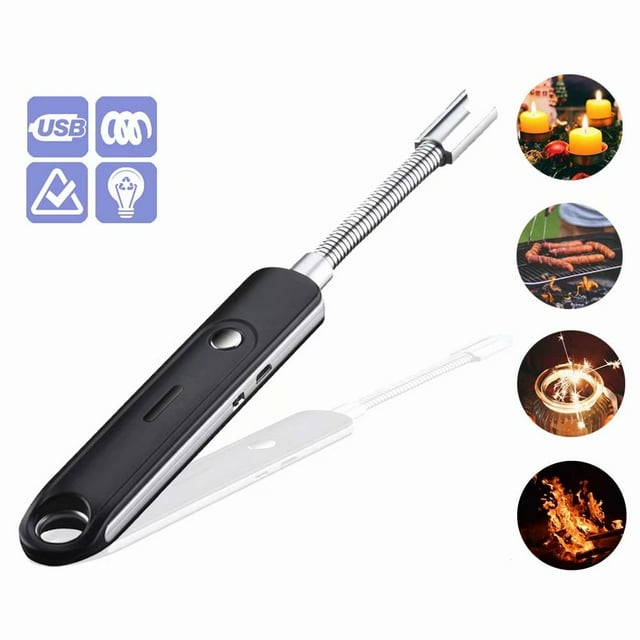 Electric Candle Lighter USB Rechargeable Arc Lighter Flameless Windproof Lighter for BBQ, Camping, Home, Kitchen, Outdoor Activities