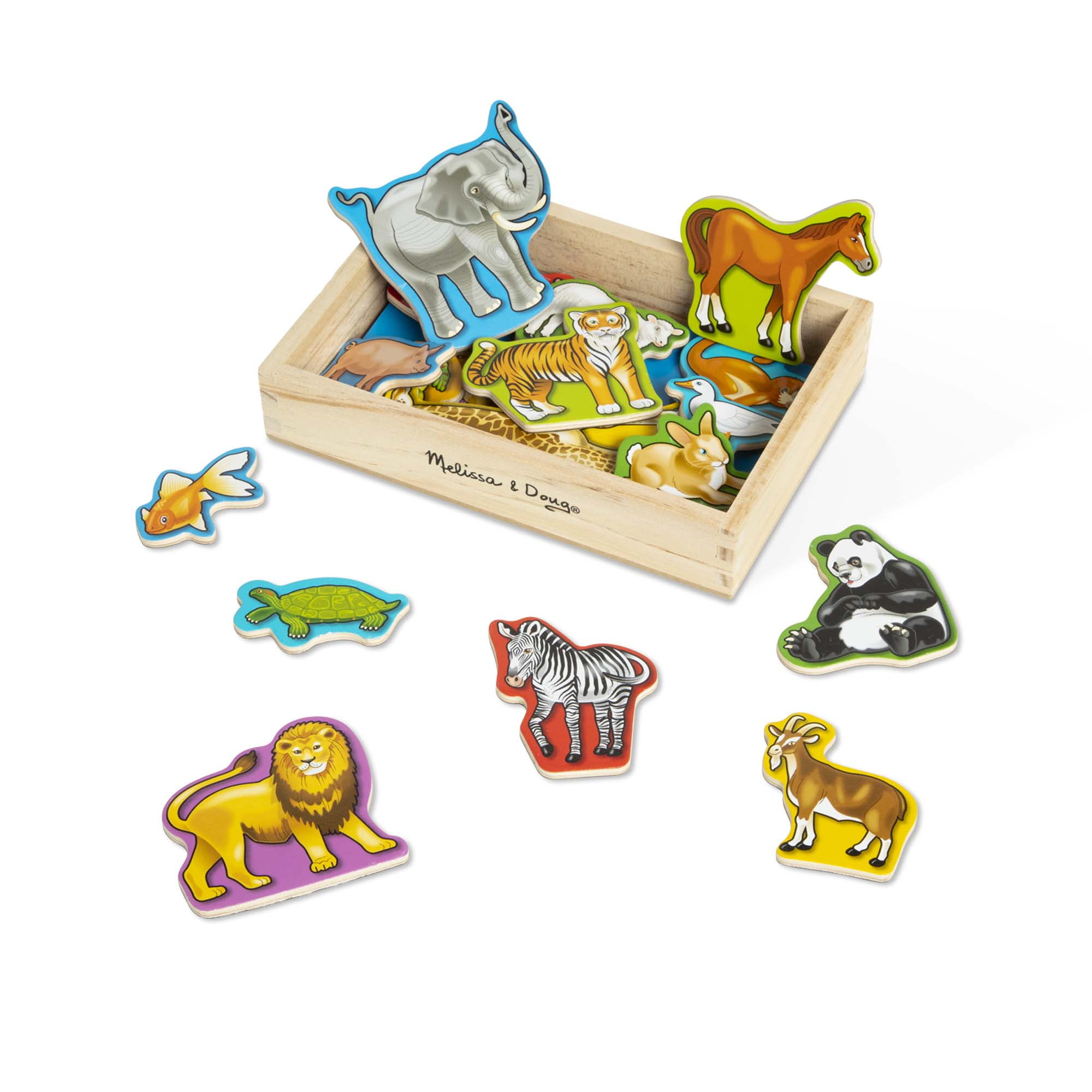 Melissa & Doug 20 Wooden Animal Magnets in a Box 