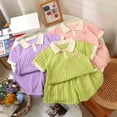 thumbnail image 4 of Girl Clothes Sets 18 Months Girls' Summer Short Sleeve Set Children's Solid Color Casual Sweet Short Sleeve Shirt Shorts Two-Piece Set（6 Month-8 Years）, 4 of 4