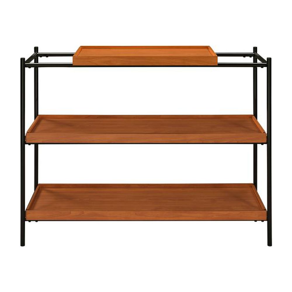 ACME Oaken Rectangular Wooden Sofa Table with 2 Shelves in Honey Oak and Black - image 2 of 2