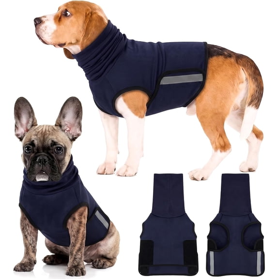 Dog Anxiety Vest with Hood, Breathable Calming Jacket for Dogs, Soft Mesh Pressure Wrap with Reflective Strips & Leash Hole, Effective Stress Relief for Fireworks Thunder Travel, Blue