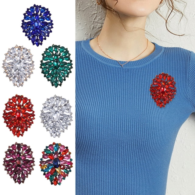 enjoywould Broche Femme Colorée Strass Creux Anti-Rouille Résistant à l'Usure Léger Sac Chapeau Chandail Décoration Vêtements Épingle Bijoux Femme