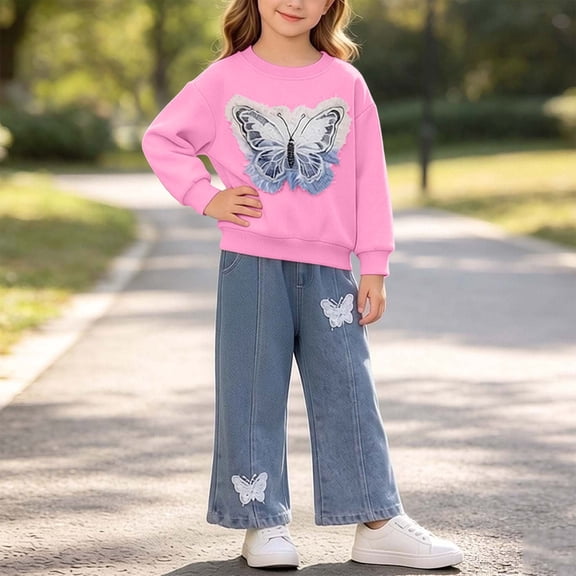 LvhaoGJOB Little Kids Girls 2-Piece Outfit Set - Multi-Pocket, Fleece Lined, Elastic Waist