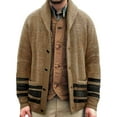 thumbnail image 1 of Gibobby Suéteres para hombre Cárdigan de punto trenzado para hombre, cuello de chal, ajuste holgado, manga larga, casual, cárdigan(Caqui,XG), 1 of 4